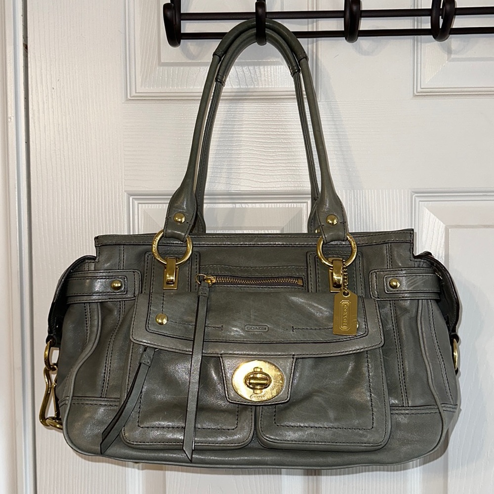 Gray Coach shoulder bag